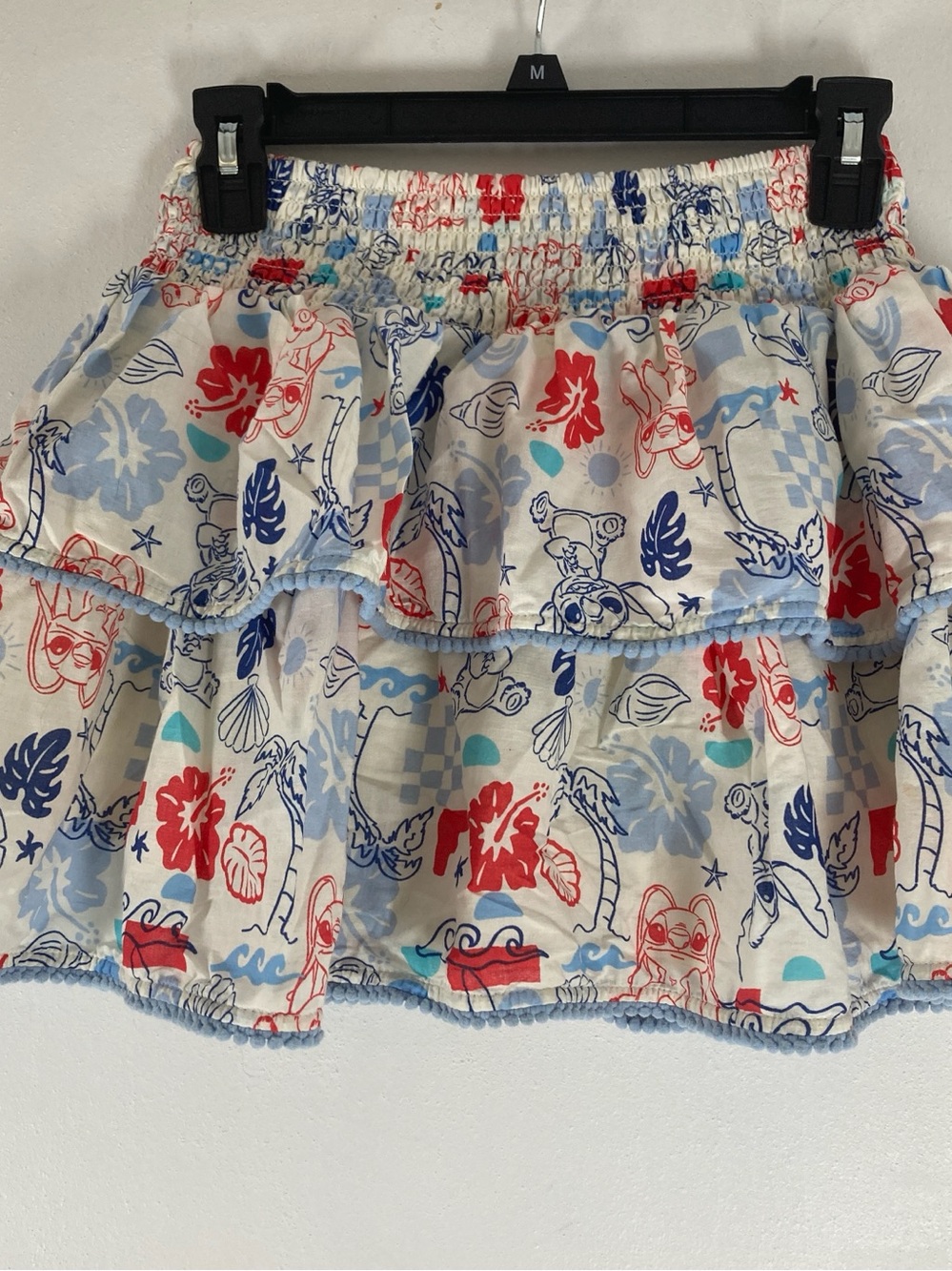 Disney Cat & Jack Stitch Girls Tiered Skirt L (10/12) White/Red/Blue School